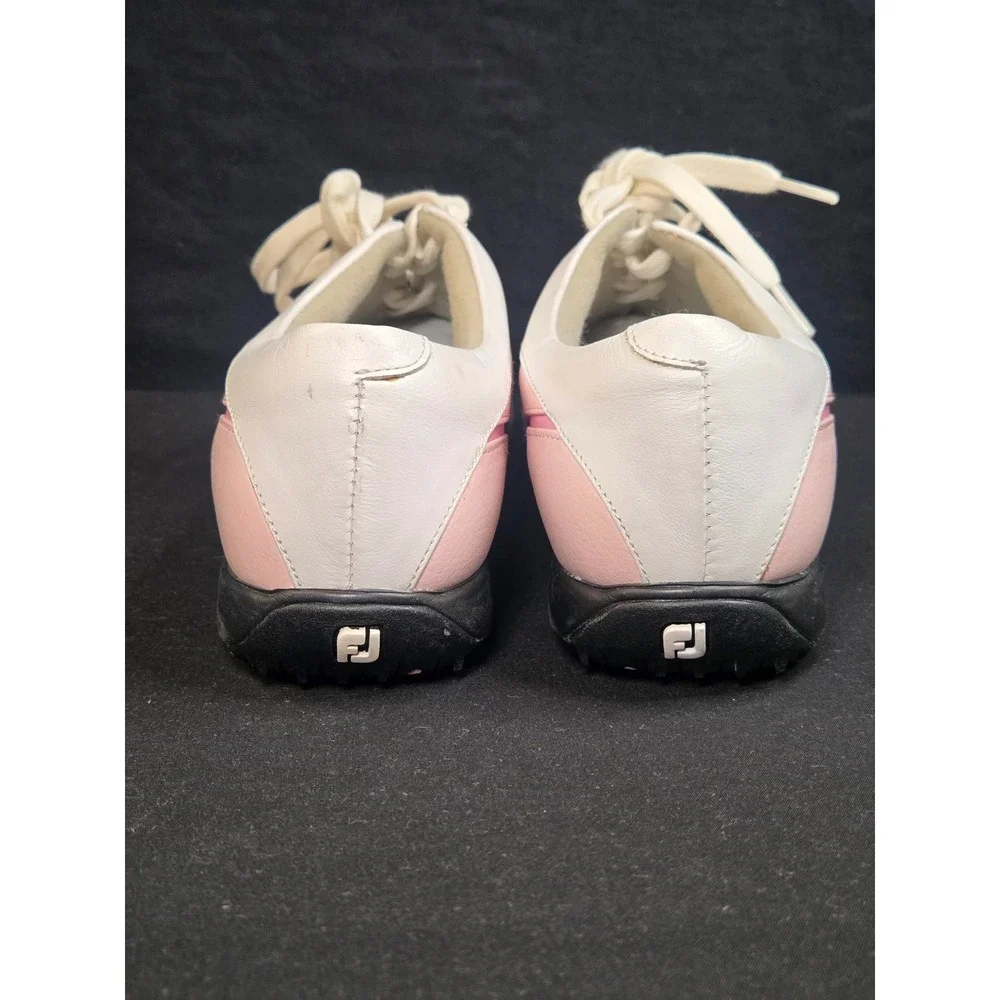 FootJoy eComfort Womens Golf Shoes White Pink Leather Spiked 98718 Size 9.5 M